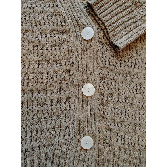 Coldwater Creek Med Ribbon Knit Mother Of Pearl Buttons Short Sleeve Cardigan - Picture 4 of 10